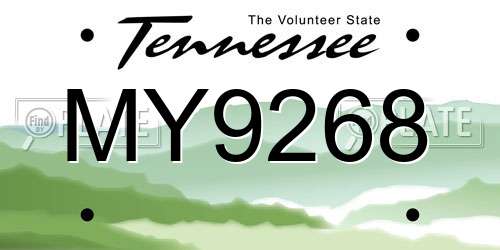 MY9268 Tennessee License Plate