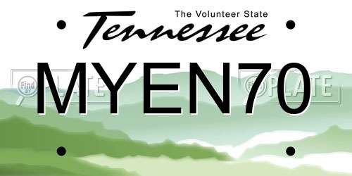 MYEN70 Tennessee License Plate