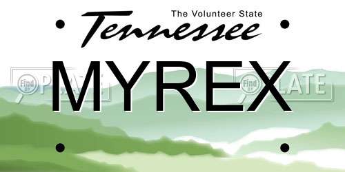 MYREX Tennessee License Plate