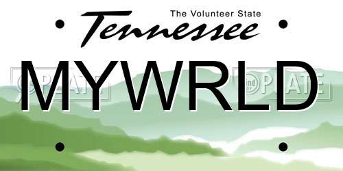 MYWRLD Tennessee License Plate