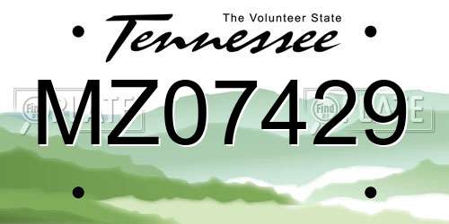 MZ07429 Tennessee License Plate