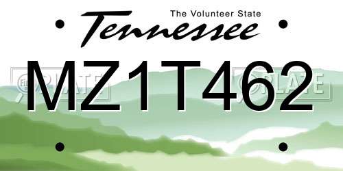 MZ1T462 Tennessee License Plate