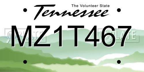 MZ1T467 Tennessee License Plate