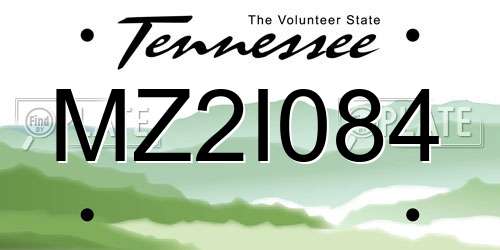 MZ2I084 Tennessee License Plate