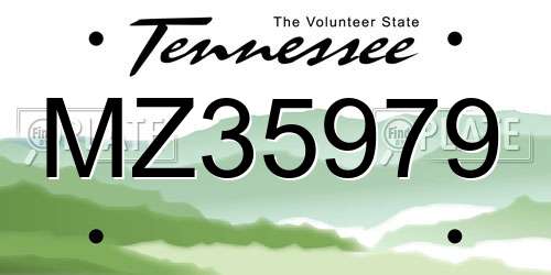 MZ35979 Tennessee License Plate
