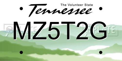 MZ5T2G Tennessee License Plate