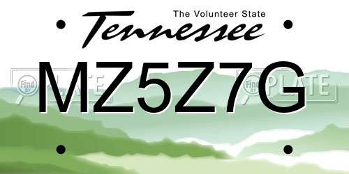MZ5Z7G Tennessee License Plate