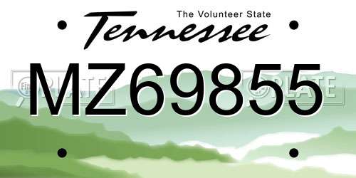 MZ69855 Tennessee License Plate
