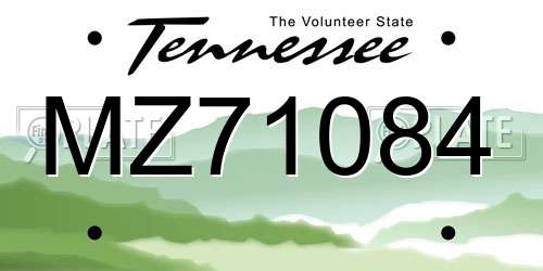MZ71084 Tennessee License Plate