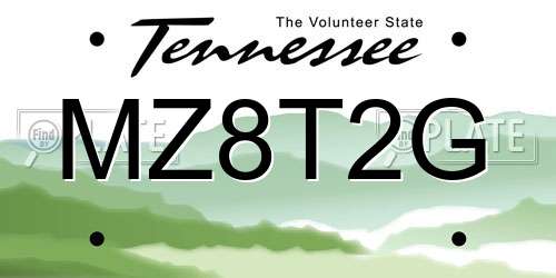 MZ8T2G Tennessee License Plate