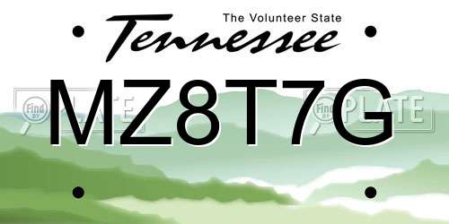 MZ8T7G Tennessee License Plate