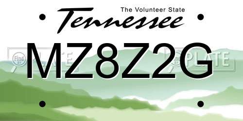 MZ8Z2G Tennessee License Plate