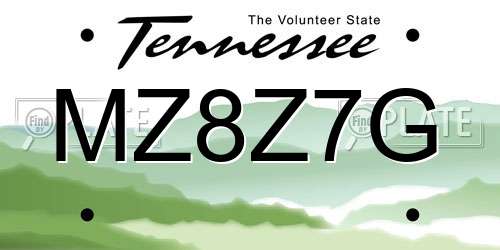 MZ8Z7G Tennessee License Plate