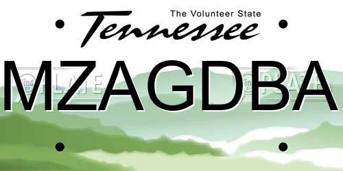 MZAGDBA Tennessee License Plate