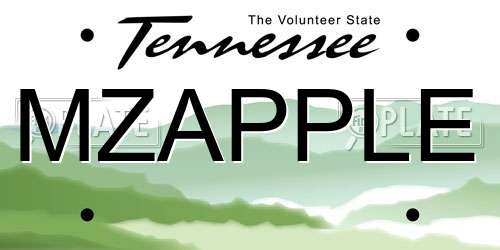 MZAPPLE Tennessee License Plate