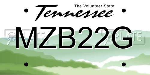 MZB22G Tennessee License Plate