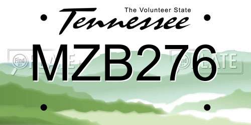 MZB276 Tennessee License Plate