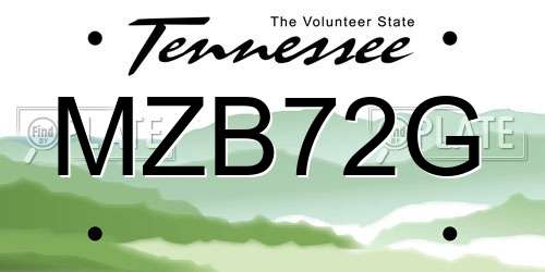 MZB72G Tennessee License Plate