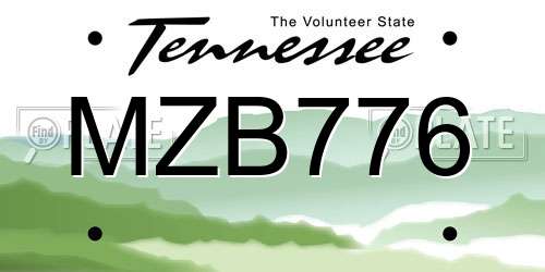 MZB776 Tennessee License Plate