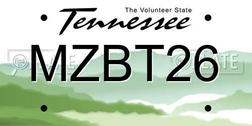 MZBT26 Tennessee License Plate