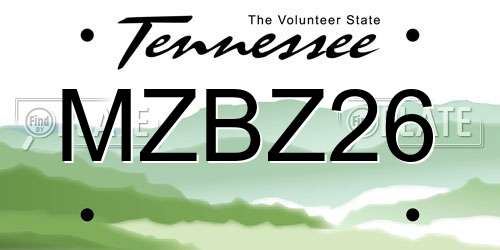 MZBZ26 Tennessee License Plate