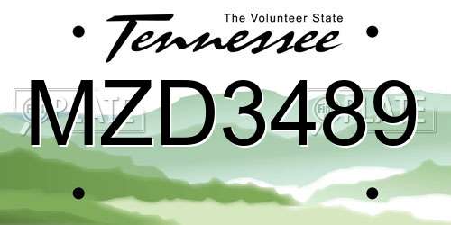 MZD3489 Tennessee License Plate