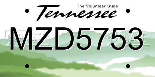 MZD5753 Tennessee License Plate
