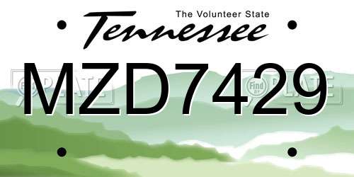 MZD7429 Tennessee License Plate