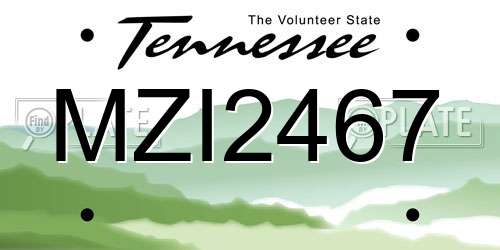MZI2467 Tennessee License Plate