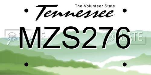 MZS276 Tennessee License Plate