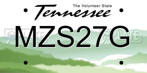 MZS27G Tennessee License Plate