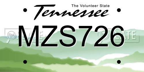 MZS726 Tennessee License Plate