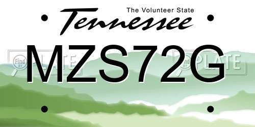 MZS72G Tennessee License Plate