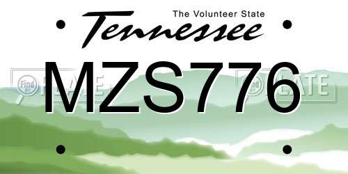 MZS776 Tennessee License Plate