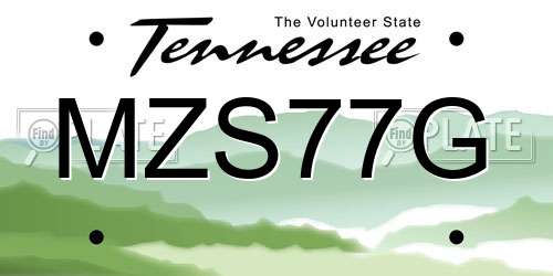 MZS77G Tennessee License Plate