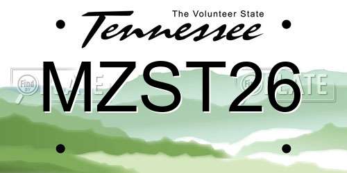 MZST26 Tennessee License Plate