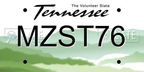 MZST76 Tennessee License Plate