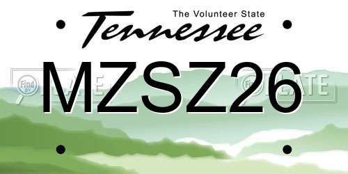 MZSZ26 Tennessee License Plate