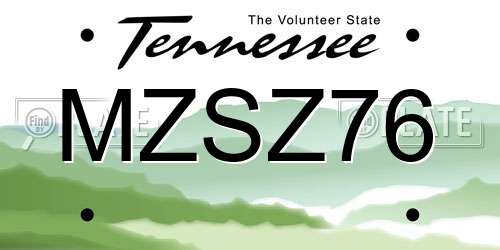 MZSZ76 Tennessee License Plate