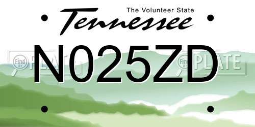 N025ZD Tennessee License Plate