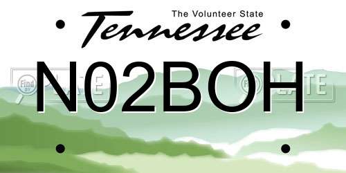 N02BOH Tennessee License Plate