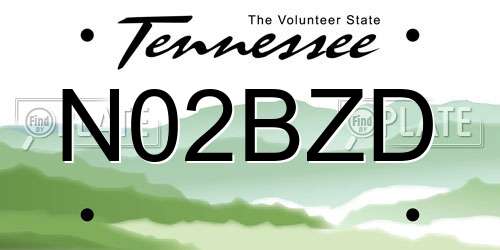 N02BZD Tennessee License Plate