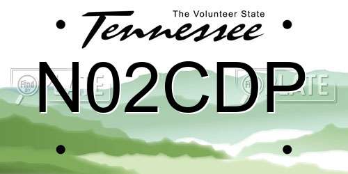 N02CDP Tennessee License Plate