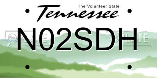 N02SDH Tennessee License Plate
