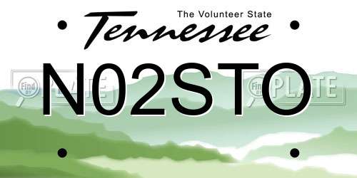 N02STO Tennessee License Plate