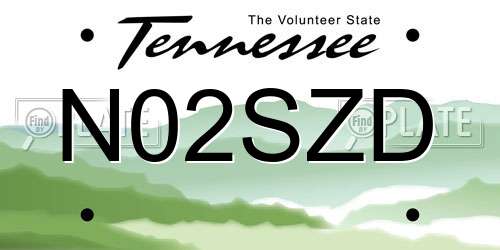 N02SZD Tennessee License Plate