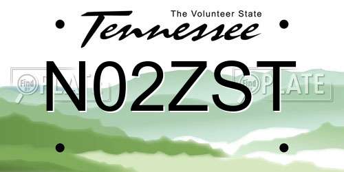 N02ZST Tennessee License Plate