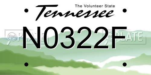 N0322F Tennessee License Plate