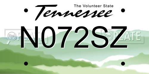 N072SZ Tennessee License Plate