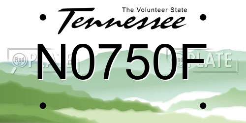 N0750F Tennessee License Plate